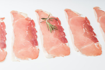 Fresh Sliced Pork Bacon isolated on white background