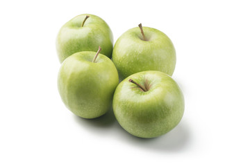 Group of Green apples, isolated on white background