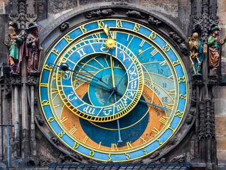Keuken spatwand met foto De oude astronomische klok is een van de belangrijkste bezienswaardigheden van Praag. Het historische centrum van de stad. © seqoya
