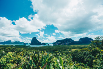 Fototapeta premium Beautiful View of Phang Nga Bay in Samed Nang Chee Viewpoint, Phang Nga, Thailand