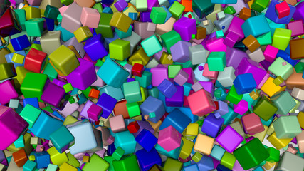 Multi-colored cubes on a white background. three-dimensional illustration. 3d rendering