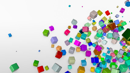 Fototapeta na wymiar Multi-colored cubes on a white background. three-dimensional illustration. 3d rendering