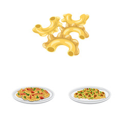 Vector design of pasta and carbohydrate icon. Collection of pasta and macaroni vector icon for stock.