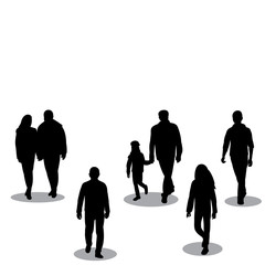 black silhouette of walking people