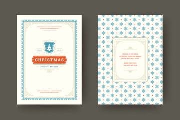 Christmas greeting card design template vector illustration.