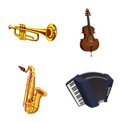 Fototapeta na wymiar Vector illustration of music and tune symbol. Set of music and tool vector icon for stock.