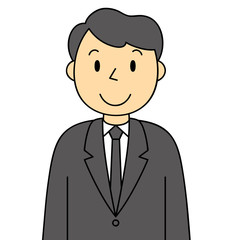 人物 黒いスーツの男性 笑顔 喪服 礼服 