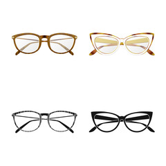 Vector illustration of glasses and frame icon. Collection of glasses and accessory stock vector illustration.