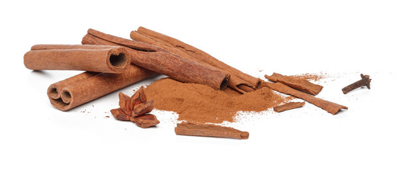 Cinnamon sticks isolated on white background