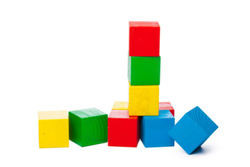 Fototapeta premium Wooden building blocks isolated on white background