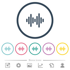 Sound wave flat color icons in round outlines
