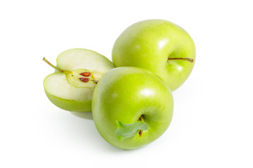 Fresh granny smith apples on white background
