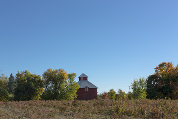 Old Red Building on a Farm