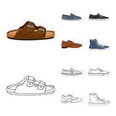 Vector illustration of shoe and footwear logo. Set of shoe and foot vector icon for stock.