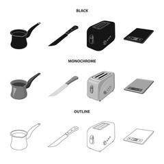 Vector illustration of kitchen and cook symbol. Set of kitchen and appliance stock symbol for web.