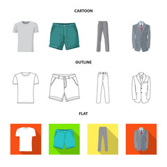 Vector design of man and clothing icon. Set of man and wear vector icon for stock.