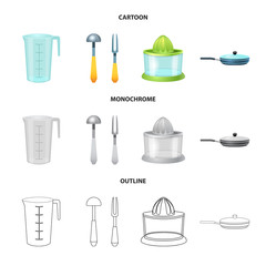 Isolated object of kitchen and cook sign. Collection of kitchen and appliance stock vector illustration.