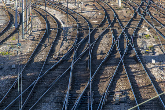 Railway switch in Paris, France