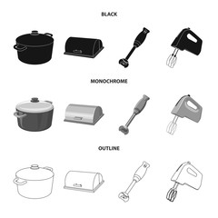 Vector illustration of kitchen and cook symbol. Set of kitchen and appliance stock symbol for web.