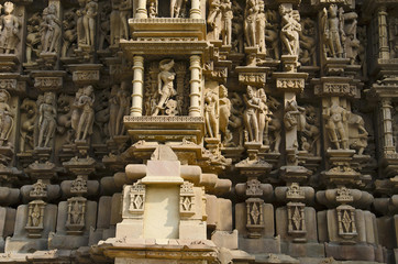 VAMANA TEMPLE, Wall sculptures - Closeup, Eastern Group, Khajuraho, Madhya Pradesh, UNESCO World...