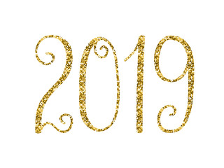 2019 brush calligraphy gold glitter icon