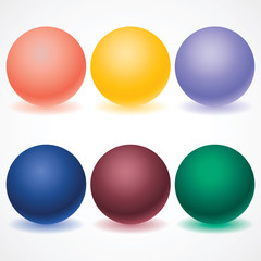 Set of multicolored spheres with shadows