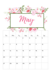 Vintage floral calendar 2018