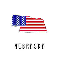 Vector map of Nebraska painted in the colors American flag. Silhouette or borders of USA state. Isolated vector illustration