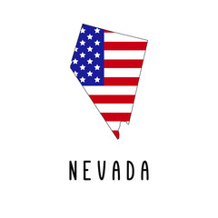 Vector map of Nevada painted in the colors American flag. Silhouette or borders of USA state. Isolated vector illustration