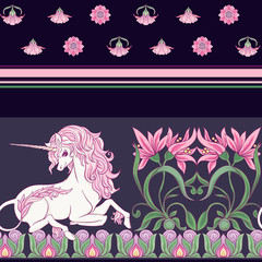 Seamless pattern, background with unicorn