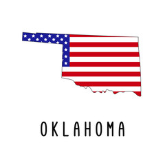 Vector map of Oklahoma painted in the colors American flag. Silhouette or borders of USA state. Isolated vector illustration
