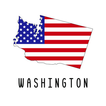 Vector map of Washington painted in the colors American flag. Silhouette or borders of USA state. Isolated vector illustration
