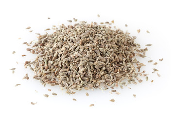 Heap of anise seeds isolated on white background