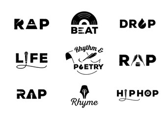 hip hop element with word design - obrazy, fototapety, plakaty