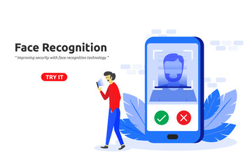 Face recognition technology concept modern flat design