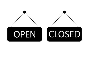 Open and closed signs. Vector design icon