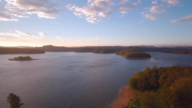 Poland in autum, Bieszczady mountains, wide drone shot