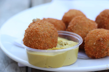 Dutch snack: Bitterballen with mustard
