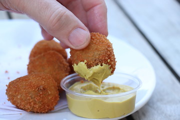 Dutch snack: Bitterballen with mustard