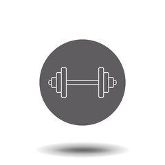Dumbbell line icon. Thin line sign for design logo. Outline pictogram on white background