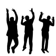 on white background silhouette of man jumping, set