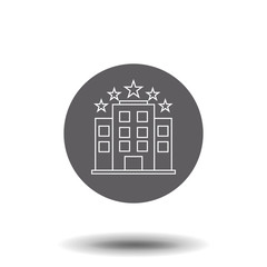 Hotel building line icon. Black on white isolated symbol. Logo template. Outline concept for websites.