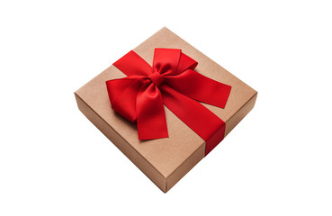 Cardboard gift box with a beautiful bow.
