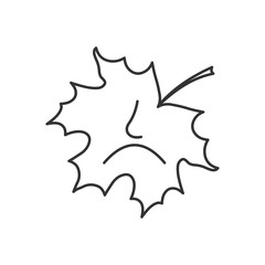 Кленовый лист. Подавленное настроение, эмоция, грусть. Векторный значок.