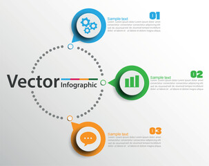 Abstract infographics number options template with 3 steps. Can be used for workflow layout, diagram, business step options, banner, web design. Vector eps 10