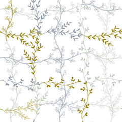 Modern vector seamless pattern with hand drawn leaves.