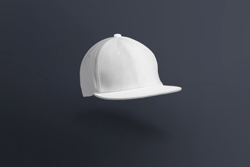 Blank cap in perspective view. Snapback on background. Blank baseball snap back cap for your design. Mock up hat cap for you logo, brand identity etc.