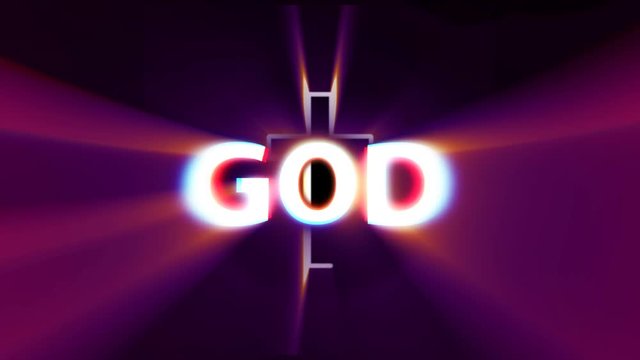 Neon Shining text of God with christ, video with alpha chanel, 4k video