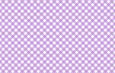 Diagonal Gingham-like table cloth with lavender and white checks. Symmetrical overlapping stripes in a single solid color against white background, similar to a table cloth or a picnic napkin 