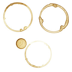 Set of real coffee stains - Isolated Photo 